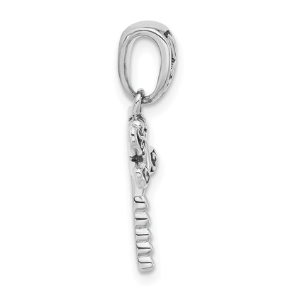 Sterling Silver Rhodium-Plated Oxidized Dragonfly Pendant