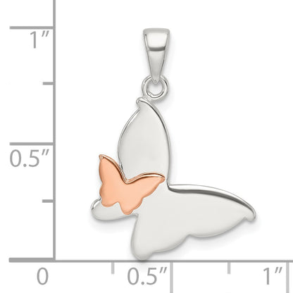 Sterling Silver and Rose-Tone Double Butterfly Pendant