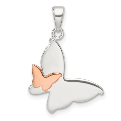 Sterling Silver and Rose-Tone Double Butterfly Pendant