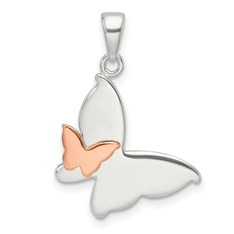 Sterling Silver and Rose-Tone Double Butterfly Pendant