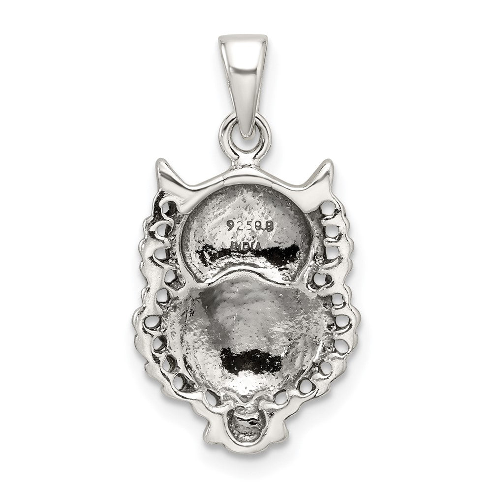 Sterling Silver Polished and Antiqued Owl Pendant