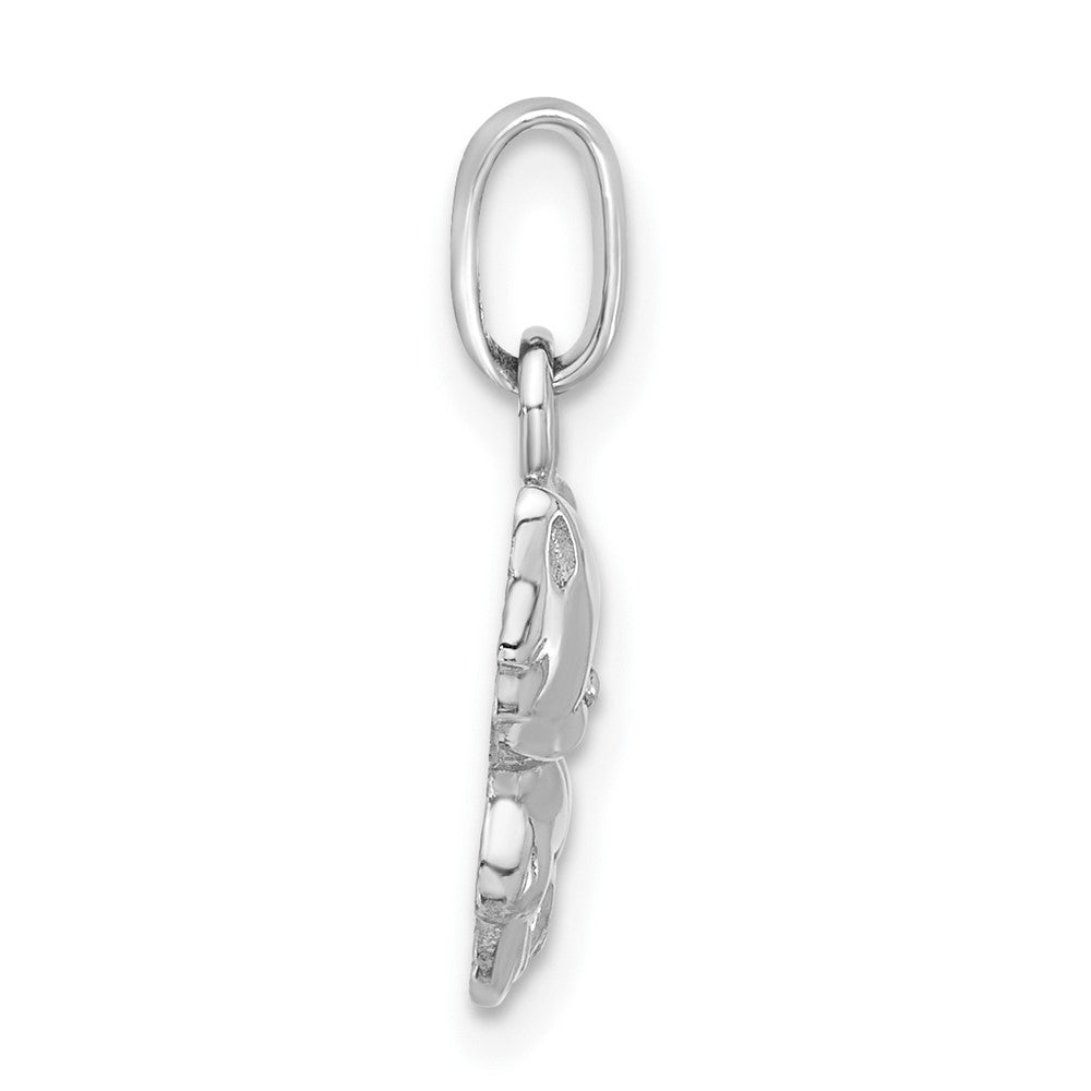 Sterling Silver Rhodium-Plated Enameled Cat Charm Pendant