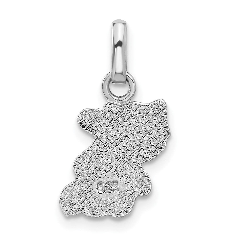 Sterling Silver Rhodium-Plated Enameled Cat Charm Pendant