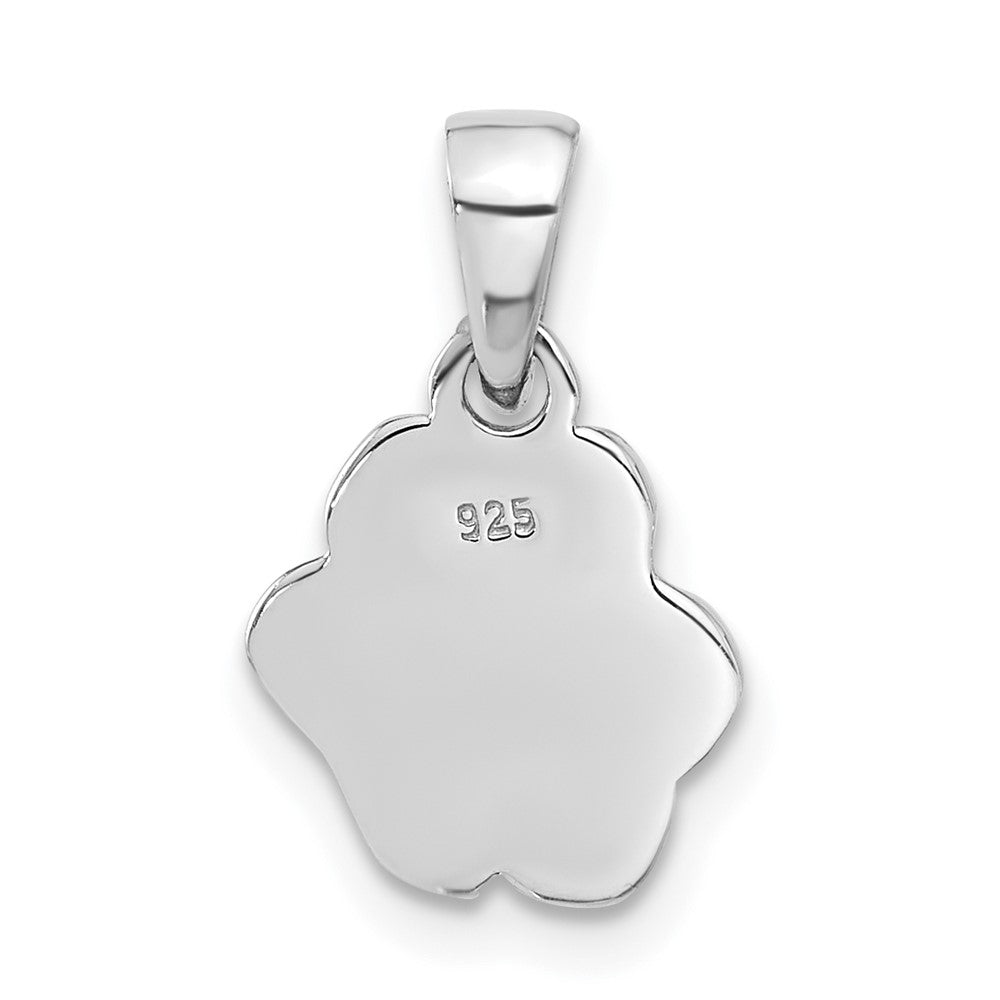 Sterling Silver Rhodium-Plated Enameled Dog Paw Pendant