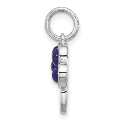 Sterling Silver Rhodium-Plated Lapis Lazuli Enamel Paw Print Pendant