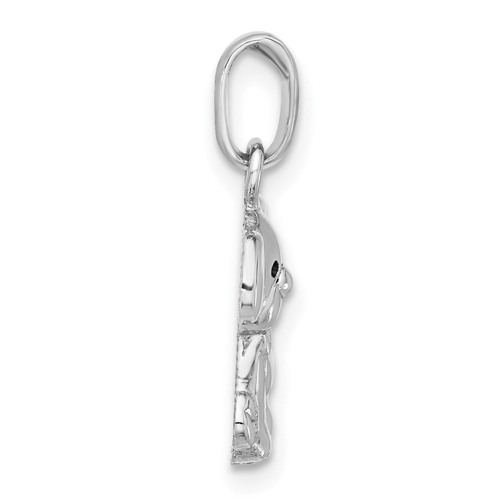 Sterling Silver Rhodium-Plated Enameled Dog Charm Pendant