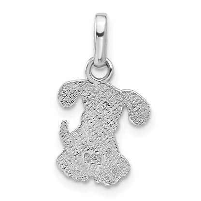 Sterling Silver Rhodium-Plated Enameled Dog Charm Pendant