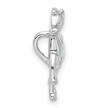 Sterling Silver Rhodium-Plated Larimar Horse Chain Slide