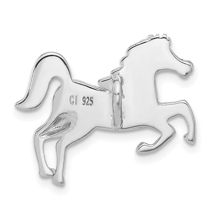 Sterling Silver Rhodium-Plated Larimar Horse Chain Slide