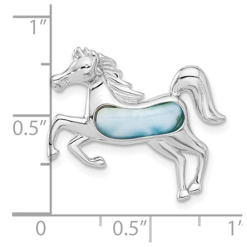 Sterling Silver Rhodium-Plated Larimar Horse Chain Slide