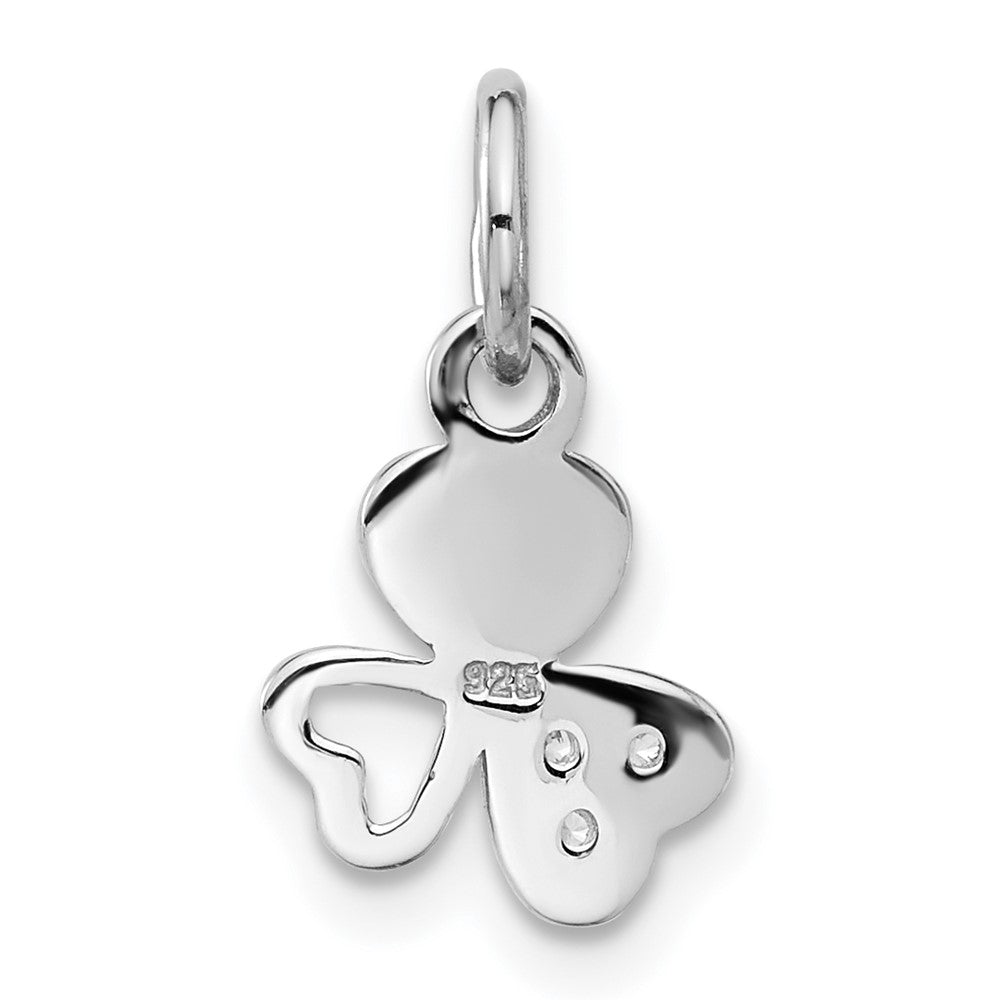 Sterling Silver Rhodium-Plated CZ 3 Heart Charm Pendant