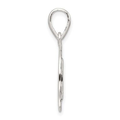Sterling Silver Polished Enamel Luck with Clover Round Pendant