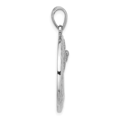 Sterling Silver Rhodium Plated Polished Palm Tree with Crescent Moon Pendant