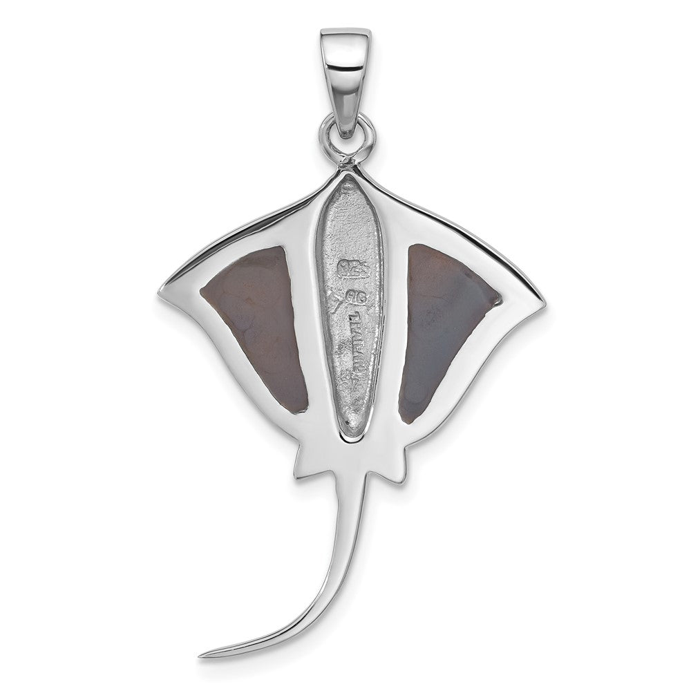 Sterling Silver Rhodium-Plated Polished Polished Abalone Stingray Pendant