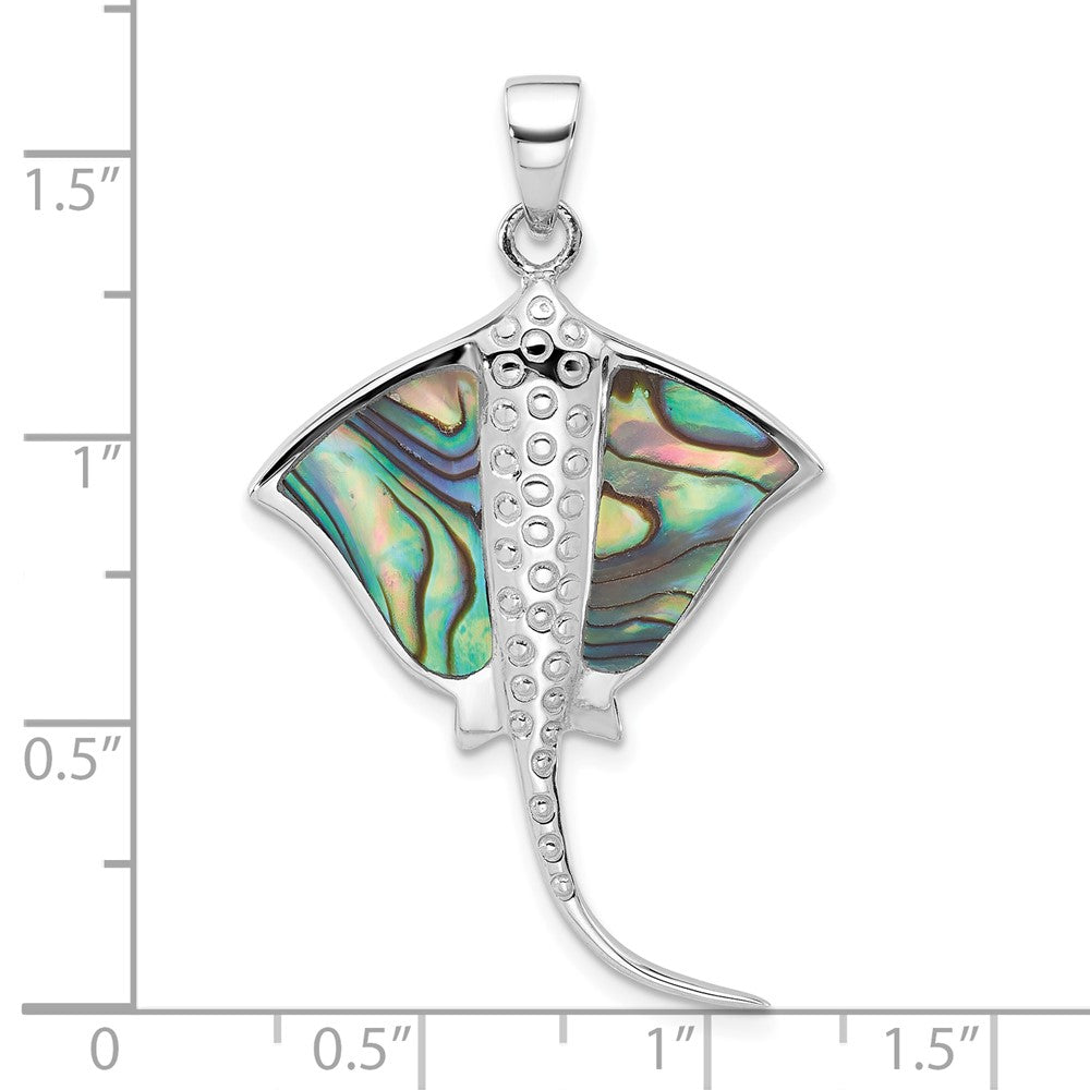 Sterling Silver Rhodium-Plated Polished Polished Abalone Stingray Pendant