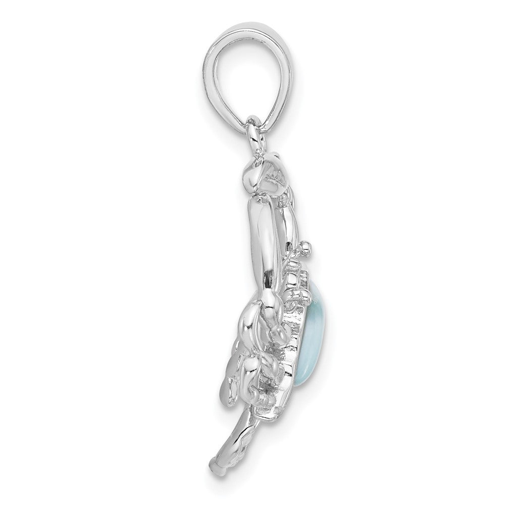 Sterling Silver Rhodium-Plated with Larimar Crab Pendant