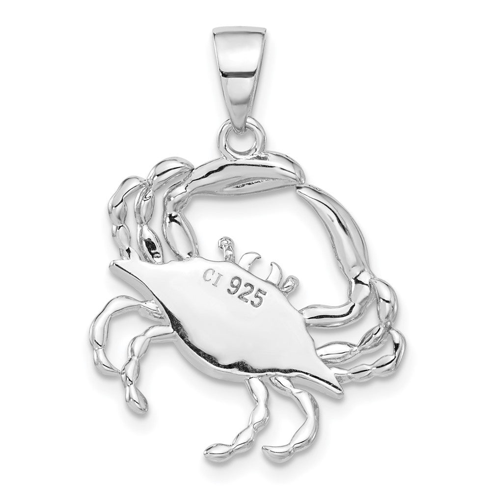 Sterling Silver Rhodium-Plated with Larimar Crab Pendant