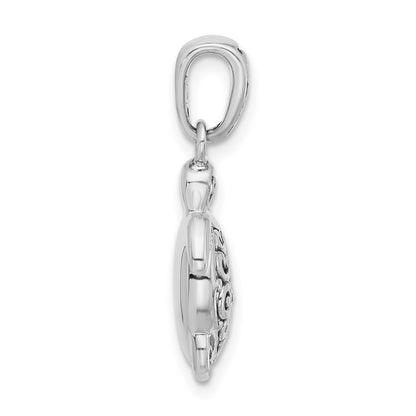 Sterling Silver Rhodium-Plated Oxidized Sea Turtle Pendant
