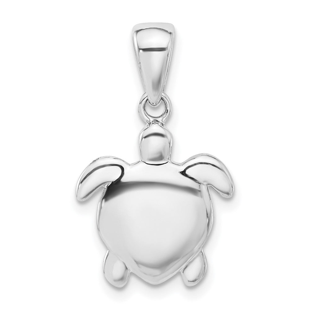 Sterling Silver Rhodium-Plated Oxidized Sea Turtle Pendant