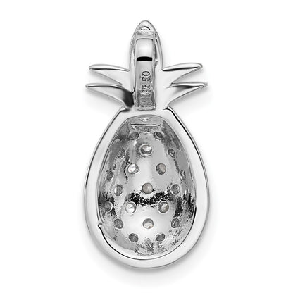 Fire Sterling Silver Rhodium Plated CZ Pineapple Pendant