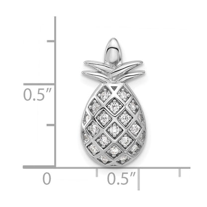 Fire Sterling Silver Rhodium Plated CZ Pineapple Pendant