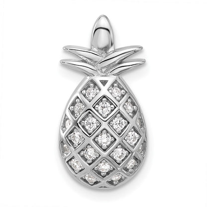 Fire Sterling Silver Rhodium Plated CZ Pineapple Pendant