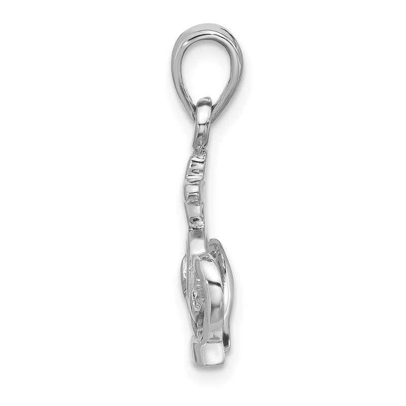 Sterling Silver Rhodium-Plated Polished Crown W/cross Pendant