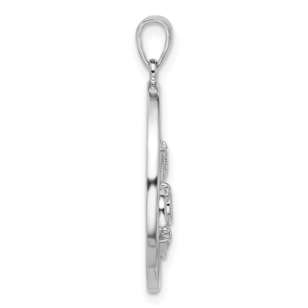 Sterling Silver Rhodium Plated with CZ Stethoscope and Heartbeat Pendant