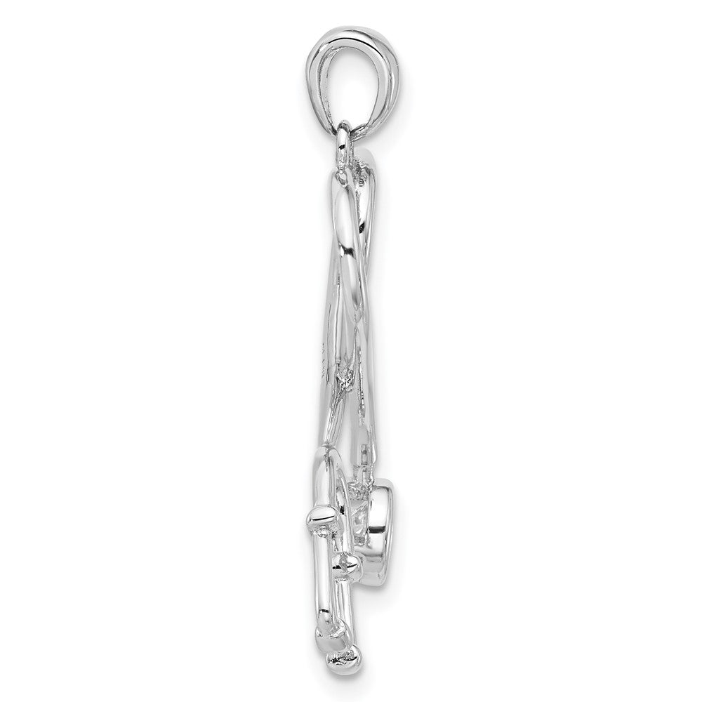 Sterling Silver Rhodium-Plated with CZ Stethoscope with Heart Pendant