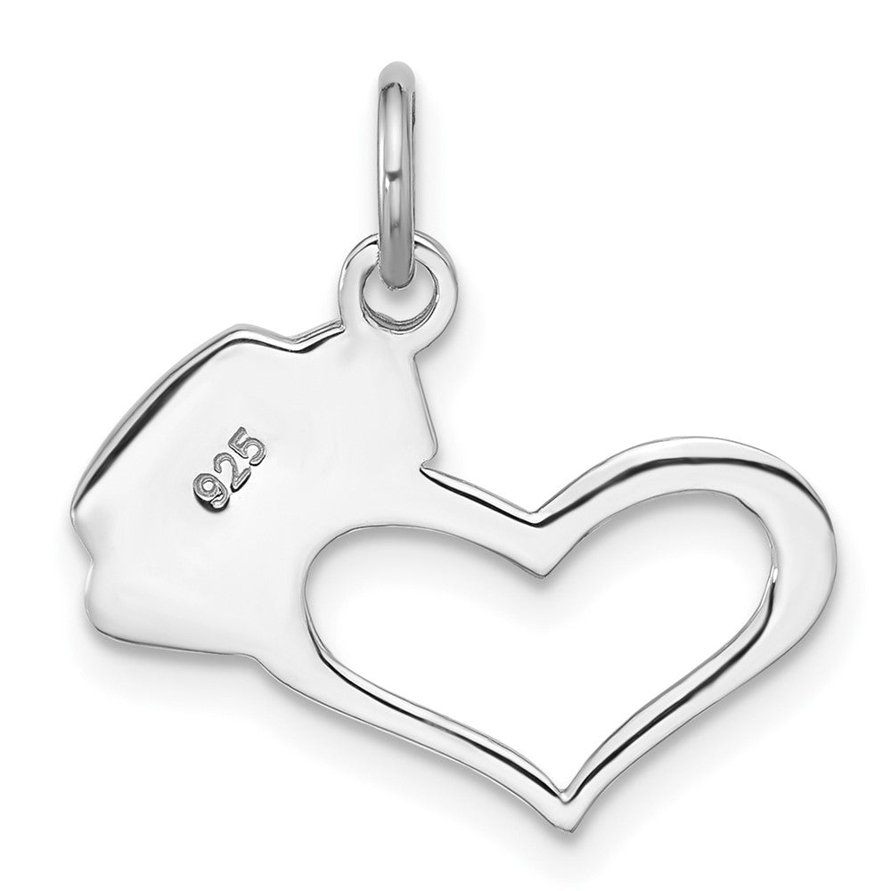 Sterling Silver Rhodium-Plated Enameled Nurses Hat with Heart Pendant
