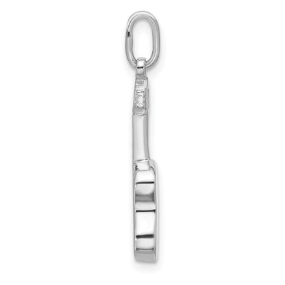 Sterling Silver Rhodium-Plated Guitar Charm Pendant