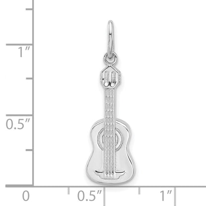 Sterling Silver Rhodium-Plated Guitar Charm Pendant