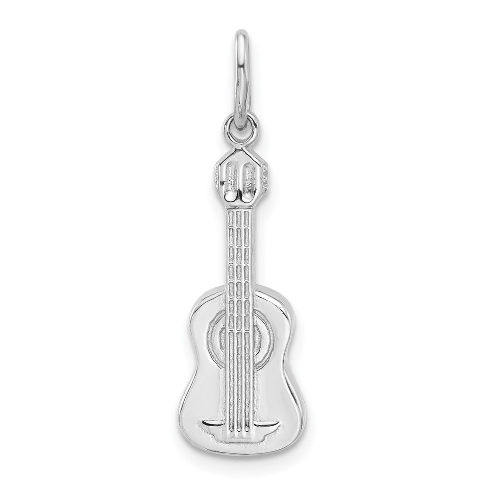 Sterling Silver Rhodium-Plated Guitar Charm Pendant