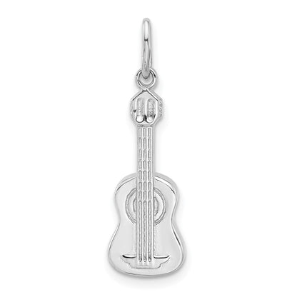 Sterling Silver Rhodium-Plated Guitar Charm Pendant