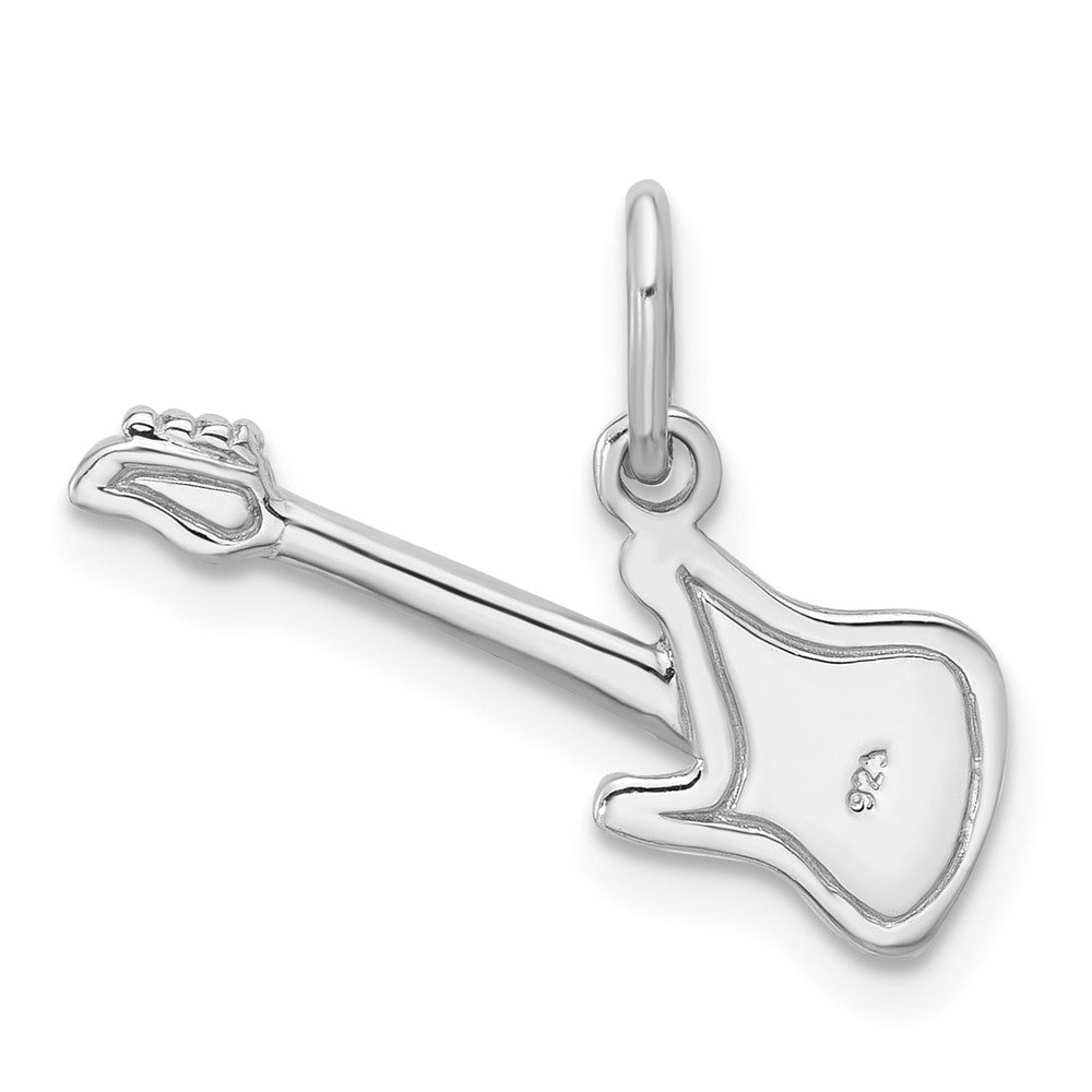 Sterling Silver Rhodium-Plated Electric Guitar Charm Pendant