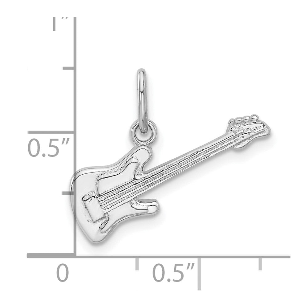Sterling Silver Rhodium-Plated Electric Guitar Charm Pendant