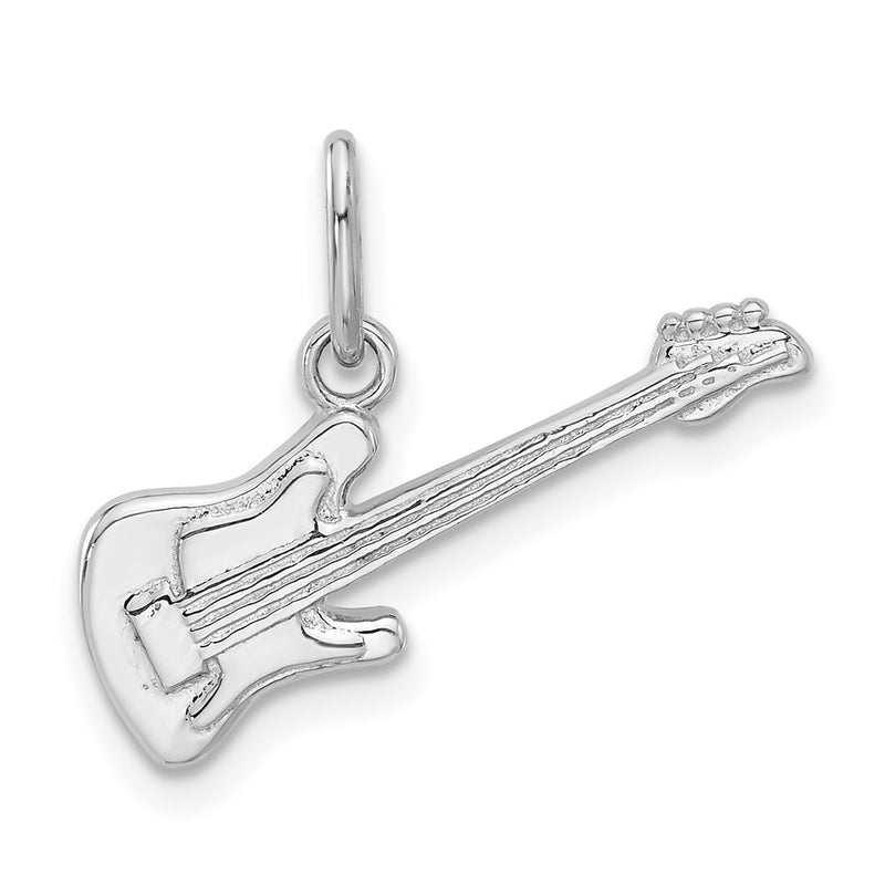 Sterling Silver Rhodium-Plated Electric Guitar Charm Pendant