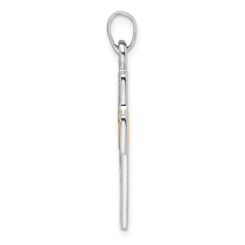 Sterling Silver Rhodium-Plated and Gold-Tone Reversible Cross Pendant