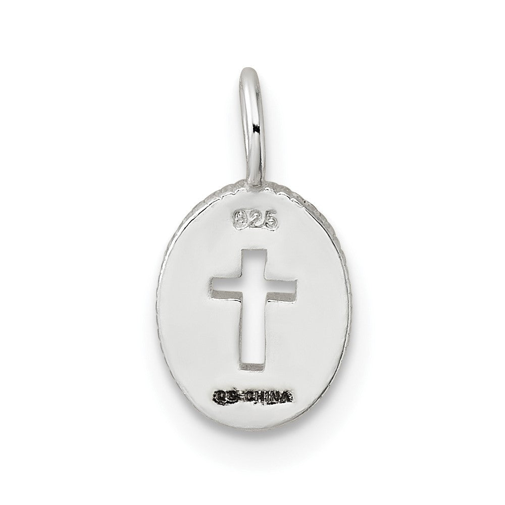 Sterling Silver E-Coating Small Oval Cut-Out Cross Charm
