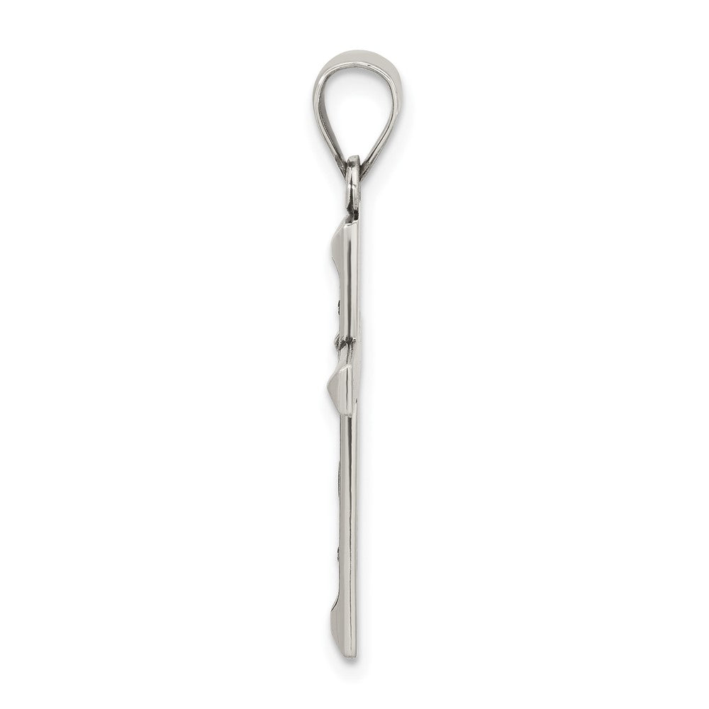 Sterling Silver Antiqued Solid Textured Cross Pendant