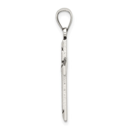 Sterling Silver Antiqued Solid Textured Cross Pendant
