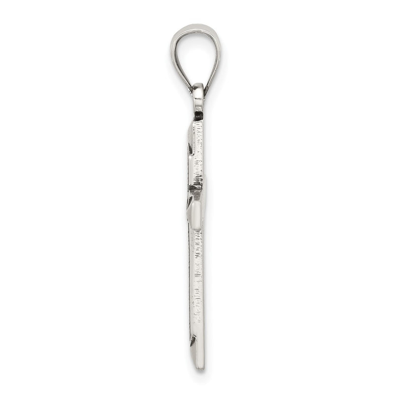 Sterling Silver Antiqued Solid Textured Cross Pendant