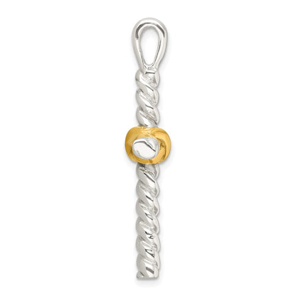 Sterling Silver and Gold-Tone Polished Cross Pendant