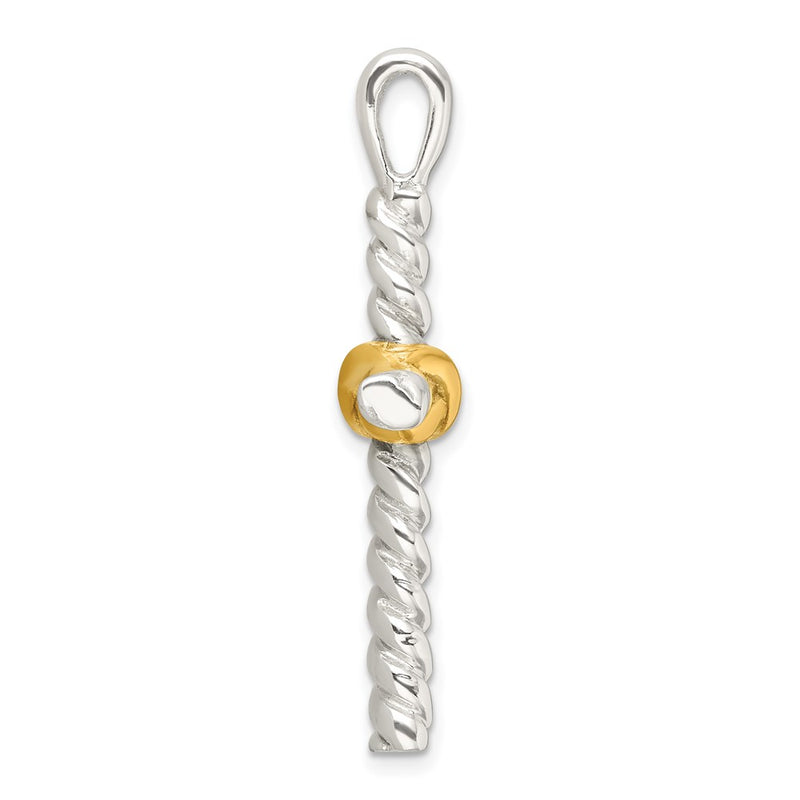 Sterling Silver and Gold-Tone Polished Cross Pendant
