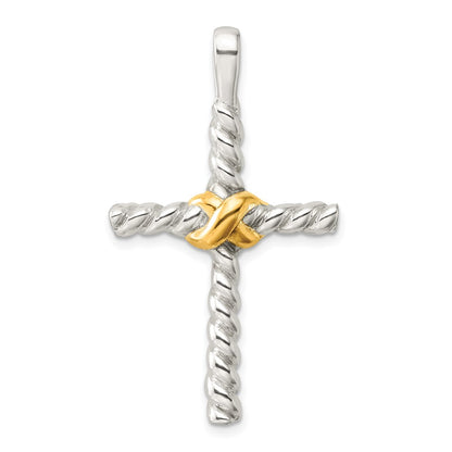 Sterling Silver and Gold-Tone Polished Cross Pendant