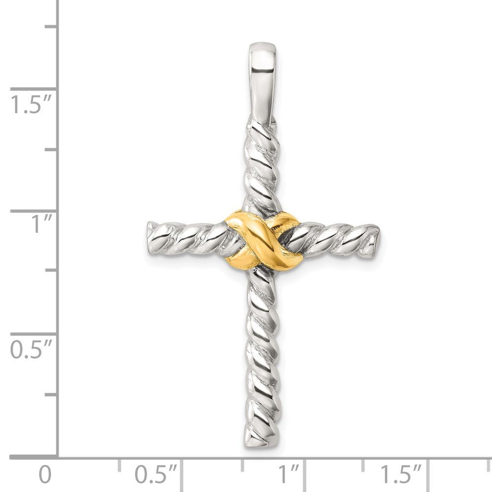 Sterling Silver and Gold-Tone Polished Cross Pendant