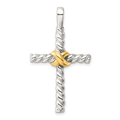 Sterling Silver and Gold-Tone Polished Cross Pendant
