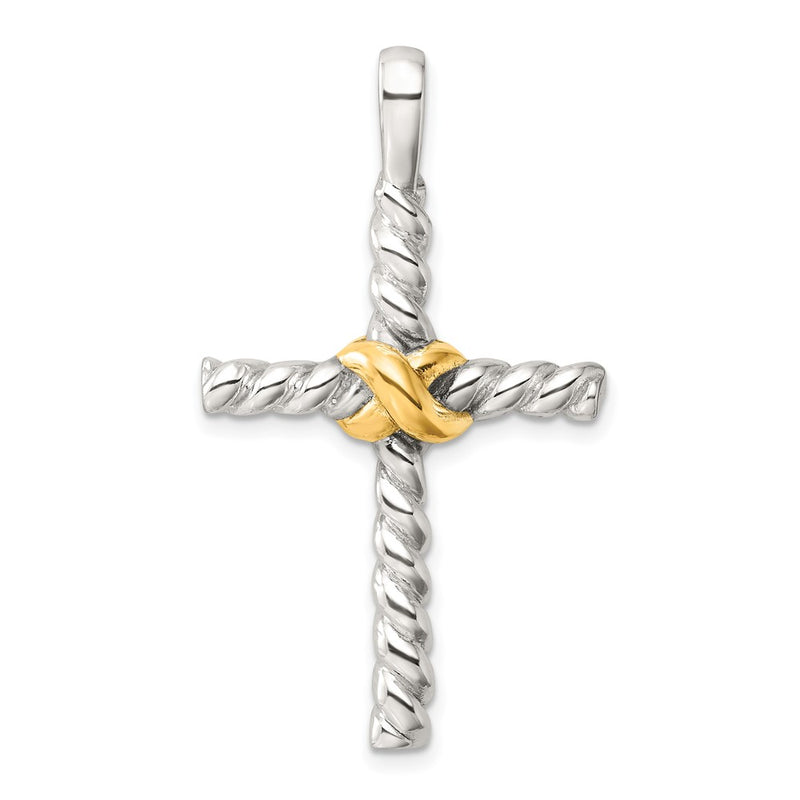 Sterling Silver and Gold-Tone Polished Cross Pendant