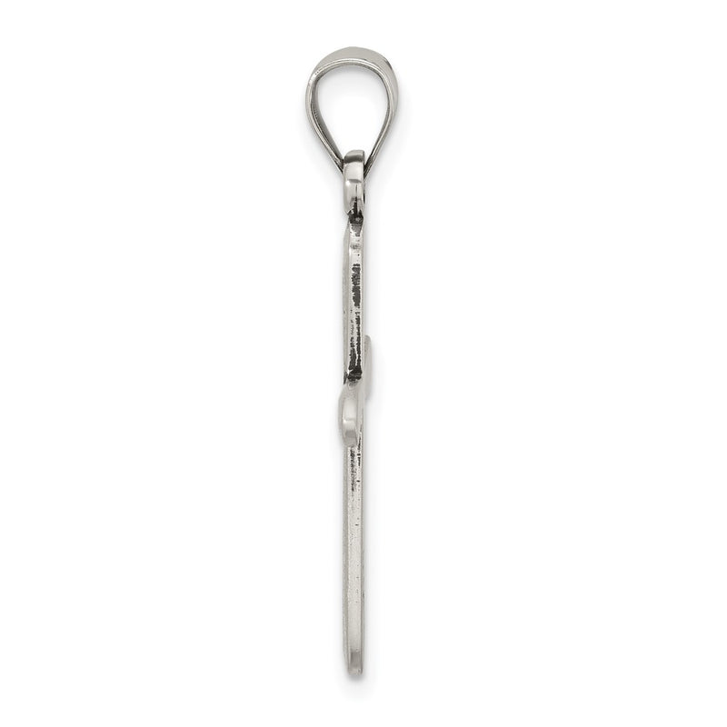 Sterling Silver Antiqued Solid Textured Cross Pendant