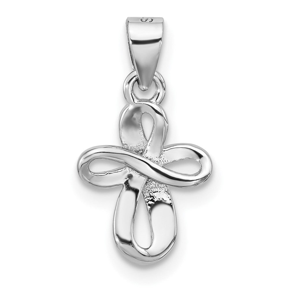 Sterling Silver Rhodium-Plated CZ Small Cross Pendant